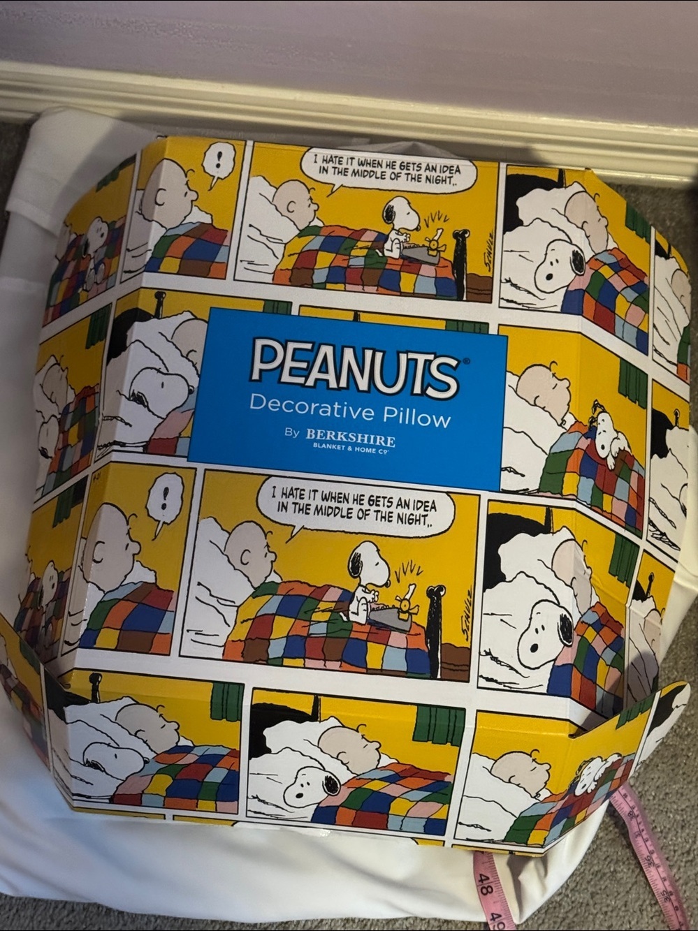 Peanuts White Pillow with Snoopy & Woodstock in Blue Car - Picture 5 of 5